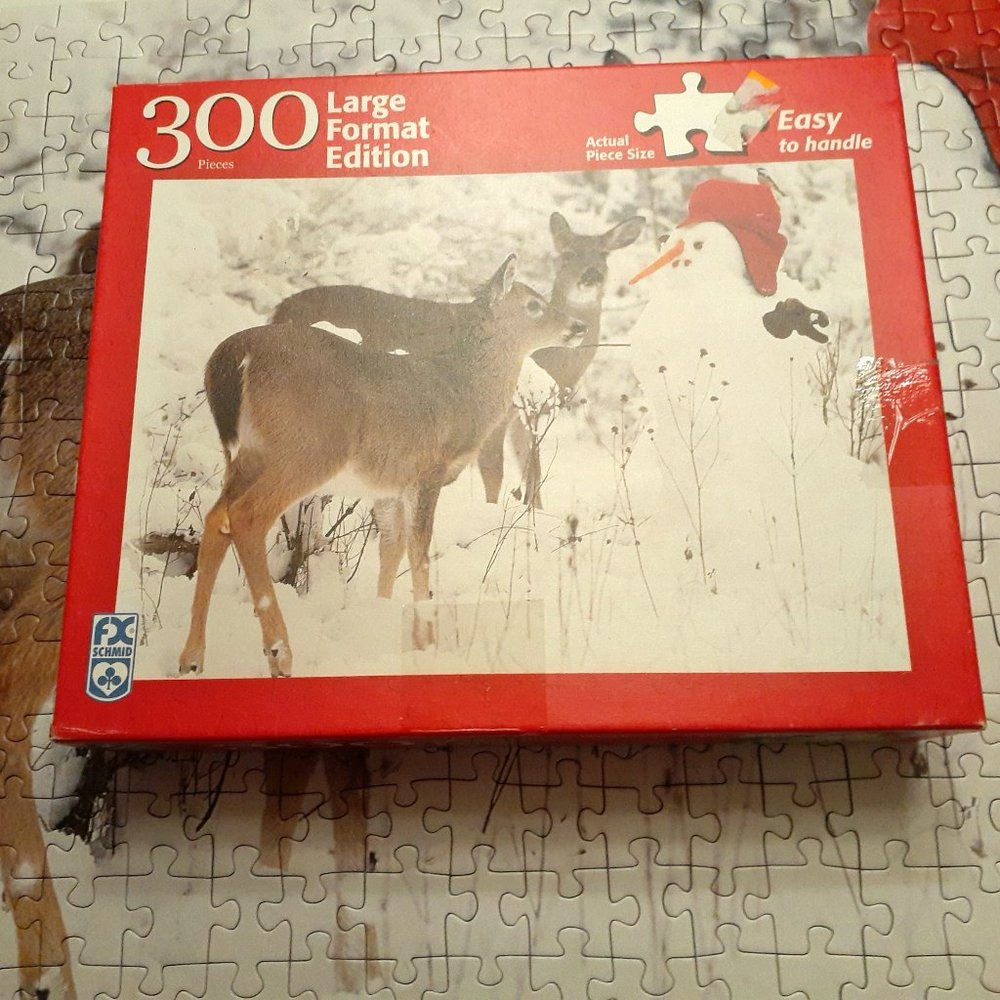 FX Schmid Jigsaw Puzzle 300 Pieces Deer Winter Snow Large Format Woodland
